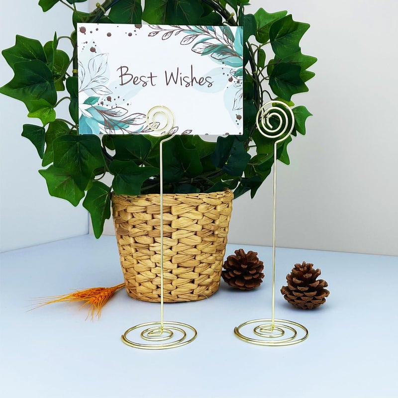 Jofefe Place Card Holders - 10pcs 8.6"" Tall Table Card Holders Table Number Holders Table Picture Stand Wire Photo Holder for Place Cards Wedding Party Office Desk Name Memo Menu Clips (Gold) - Image 4